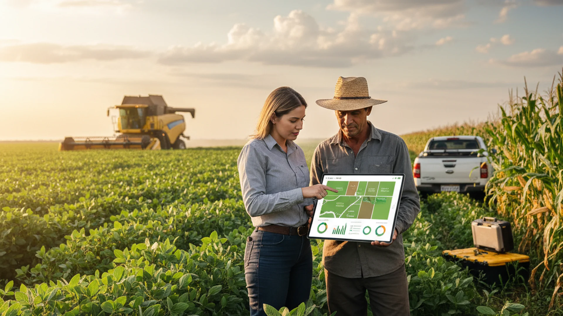 Consultor usando celular no campo